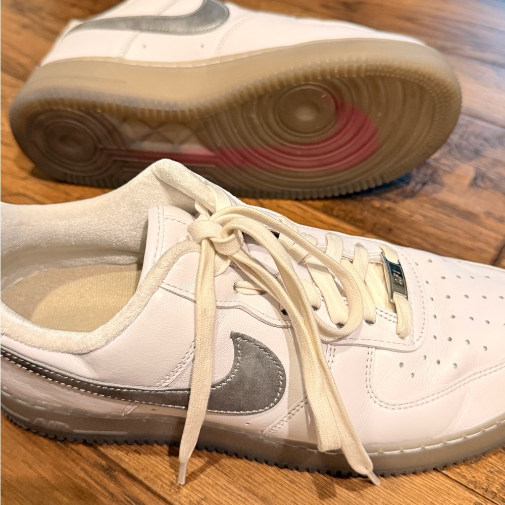 Nike Air Force 1 '07 Premium 'White Metallic Silver' (M 9.5 / fits W 11)  ⬇️📦
